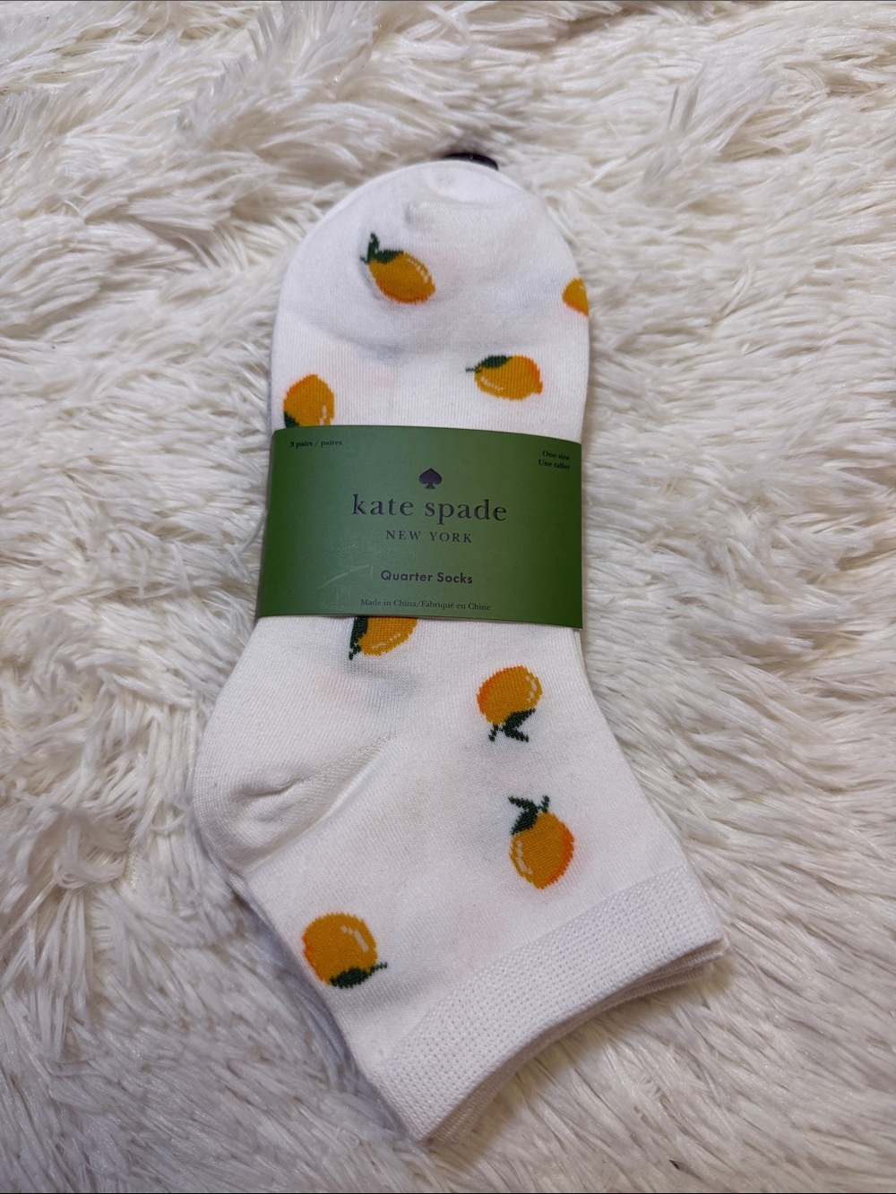 kate spade White Socks with Yellow Lemon Motif